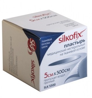 Лейкопластырь Silkofix медицинский фиксирующий на шелковой основе 5 см х 500см